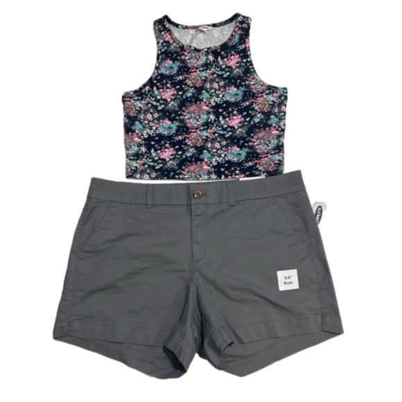 Old Navy Mid Rise Casual Cotton Spandex Grey Shorts Summer Spring Vacation Sz 14 - Picture 3 of 8